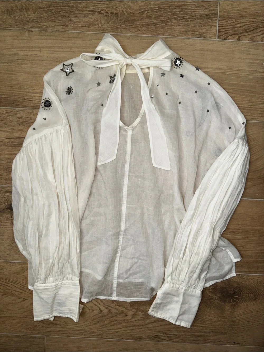 Free People Wishing On A Star Celestial Embellished High-Neck Blouse